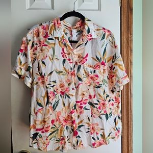 Stars Above Floral Stars Above Button Down Night Shirt